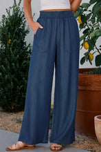 Wide Leg Pants with Pockets Peacock Blue Woman Pants