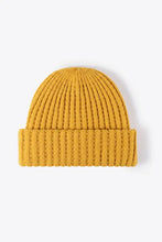 Mustard yellow wide rib beanie with folded brim