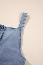 Wide Strap Denim Overalls with Pockets Denim Overalls