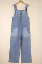 Wide Strap Denim Overalls with Pockets Denim Overalls