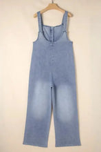 Wide Strap Denim Overalls with Pockets Denim Overalls