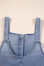 Wide Strap Denim Overalls with Pockets Denim Overalls