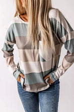 Wide Stripe Top with Pocket Woman Blouses