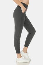 Wide Waistband Slim Active Jogger Pants for Women in Charcoal Gray
