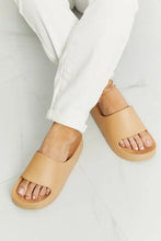 Wild Diva Summer Feels Platform Slide: light brown slip-on sandals with wide strap