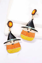 Witchs hat shape synthetic pearl dangle earrings with candy corn