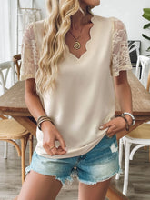 Womens Beige Blouse with Lace Sleeves 100 Percent Polyester