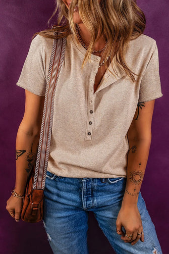 Women's Beige Button-Up Casual Shirt Khaki