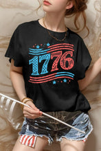 Womens Black 1776 Graphic T Shirt Stretch Cotton Blend