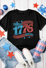 Womens Black 1776 Graphic T Shirt Stretch Cotton Blend