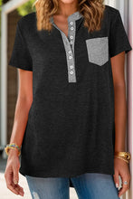 Womens Black and Gray Short Sleeve Button Up Shirt Black