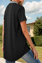 Womens Black and Gray Short Sleeve Button Up Shirt