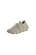 Women's Black and White Chunky Knit Athletic Sneakers Beige