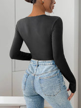 Womens Black and White Long Sleeve Stretch Bodysuit