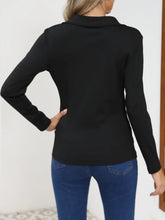Women's Black Collared Long Sleeve Stretch Shirt