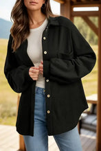Women's Black Corduroy Button Down Shirt Jacket Woman Outerwear
