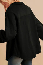 Women's Black Corduroy Button Down Shirt Jacket Woman Outerwear