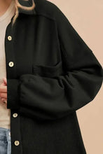 Women's Black Corduroy Button Down Shirt Jacket Woman Outerwear
