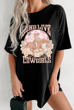Womens Black Graphic Cotton T Shirt Black