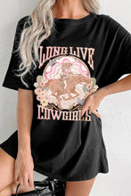 Womens Black Graphic Cotton T Shirt
