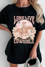 Womens Black Graphic Cotton T Shirt