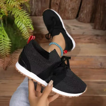 Womens Black Knit Slip-On Athletic Shoes Black 41(US10) Woman Athletic Shoes