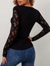 Women's Black Lace Sleeve Top