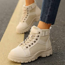 Women's Black Lace-Up Ankle Boots Set Beige