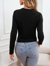 Womens Black Long Sleeve Crop Top Stretch Polyester Spandex
