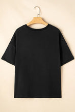 Womens Black Patriotic Star Sequin T-Shirt