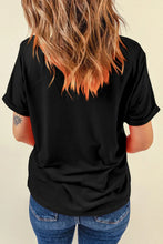 Womens Black Rhinestone American Flag T Shirt