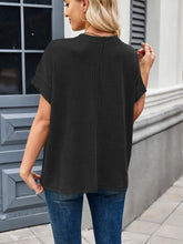 Womens Black Ribbed Knit Top