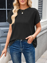 Womens Black Ribbed Knit Top