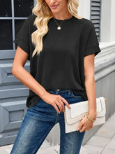 Womens Black Ribbed Knit Top Woman T Shirts