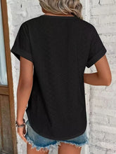 Womens Black Short Sleeve Eyelet T Shirt Stretch Rayon Blend