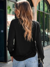 Womens Black Smocked Long Sleeve Shirt with Stretchy Fit