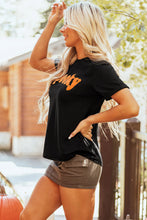 Womens Black Spooky T Shirt with Orange Text