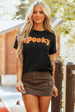 Womens Black Spooky T Shirt with Orange Text Woman T Shirts