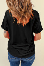 Womens Black T Shirt with American Flag Graphic