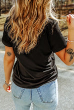 Womens Black USA Star Design T Shirt Stretch Cotton Blend