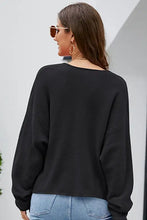 Womens Black V Neck Sweater with Regular Sleeve Length Sweater Pullovers