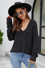 Womens Black V Neck Sweater with Regular Sleeve Length Black