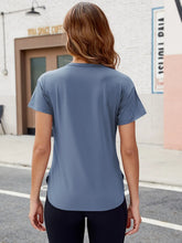 Womens Blue Athletic T Shirt Stretch Polyester Spandex