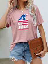 Women’s Blue Heathered July Independence Day Graphic Tee with American Flag