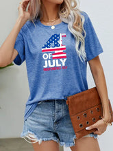 Womens Blue Heathered July Independence Day Graphic Tee