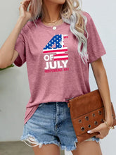 Womens Pink Heathered July Independence Day Graphic Tee with Flag