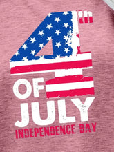 Womens Blue Heathered July Independence Day Graphic Tee with American Flag