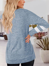Womens Blue Long Sleeve Shirt with White Stripes Cotton Blend