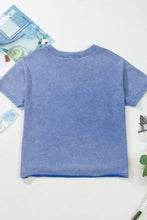 Womens Blue USA Graphic T-Shirt and Red Shorts Set Woman T Shirts