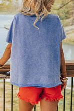 Womens Blue USA Graphic T-Shirt and Red Shorts Set Woman T Shirts